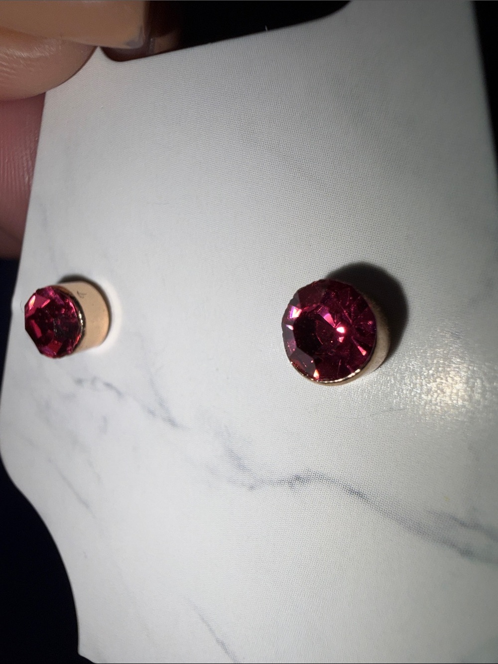 Fuchsia Pink Crystal Round Stud Earrings NWT - Picture 6 of 8